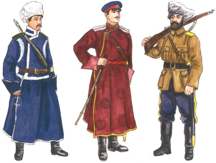Рядовой Татарского дивизиона и офицер Штаба Азиатской конной дивизии, забайкальский казак в китайском френче