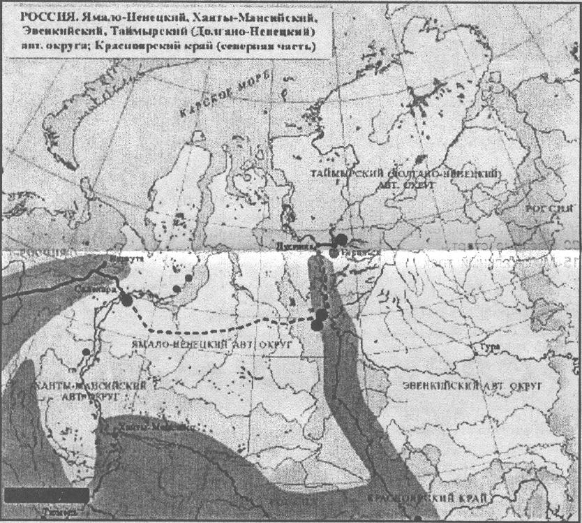 Карта железной дороги №№ 501, 503 "Чум - Салехард - Игарка"